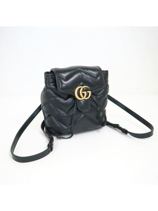 Gucci GG Marmont Backpack Black Gold Leather X main image 4